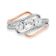 Load image into Gallery viewer, Jewelili Rose Gold Over Sterling Silver With Created White Sapphire Three Stone Engagement Ring
