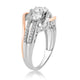Load image into Gallery viewer, Jewelili Rose Gold Over Sterling Silver With Created White Sapphire Three Stone Engagement Ring
