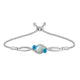Load image into Gallery viewer, Jewelili Bolo Bracelet with Round Created Opal and 4 MM Swiss Blue Topaz, Round Created White Sapphire in Sterling Silver View 1
