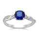 Load image into Gallery viewer, Jewelili Sterling Silver 6x6MM and 5x5MM Cushion Cut created Blue Sapphire and Round Cubic Zirconia Ring, Pendant and Stud Earrings Box Set
