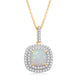Load image into Gallery viewer, Jewelili Yellow Gold Over Sterling Silver with Cushion Shape Created Opal and Created White Sapphire Halo Pendant Necklace
