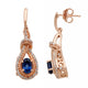 Load image into Gallery viewer, Jewelili Teardrop Drop Earrings with Created Ceylon Sapphire and Created White Sapphire in 10K Rose Gold View 2
