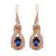 Load image into Gallery viewer, Jewelili Teardrop Drop Earrings with Created Ceylon Sapphire and Created White Sapphire in 10K Rose Gold View 1

