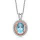 Load image into Gallery viewer, Jewelili 14K Rose Gold Over Sterling Silver With 9x7 MM Oval Paraiba Topaz and Round Created White Sapphire Halo Pendant Necklace, 18&quot; Cable Chain
