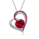 Load image into Gallery viewer, Jewelili Sterling Silver with Heart Created Ruby and Round Created White Sapphire Trill Pendant Necklace
