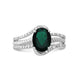 Load image into Gallery viewer, Jewelili Halo Ring with Oval Created Emerald and Round Created White Sapphire in Sterling Silver View 2

