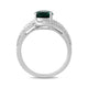 Load image into Gallery viewer, Jewelili Halo Ring with Oval Created Emerald and Round Created White Sapphire in Sterling Silver View 3
