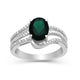 Load image into Gallery viewer, Jewelili Halo Ring with Oval Created Emerald and Round Created White Sapphire in Sterling Silver View 1
