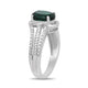 Load image into Gallery viewer, Jewelili Halo Ring with Oval Created Emerald and Round Created White Sapphire in Sterling Silver View 4
