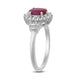 Load image into Gallery viewer, Jewelili Sterling Silver 7x5 MM Oval Created Ruby and Round Created White Sapphire Cluster Ring
