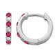 Load image into Gallery viewer, Jewelili 14K White Gold with Round Ruby and 1/5 CTTW Natural White Round Diamonds Hoop Earrings
