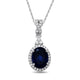 Load image into Gallery viewer, Jewelili Sterling Silver With Created Ceylon Sapphire and Created White Sapphire Pendant Necklace
