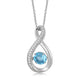 Load image into Gallery viewer, Jewelili Sterling Silver With Swiss Blue Topaz and Round Created White Sapphire Pendant Necklace
