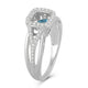 Load image into Gallery viewer, Jewelili Halo Ring with Round Shape Swiss Blue Topaz and Created White Sapphire in Sterling Silver View 3
