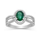 Load image into Gallery viewer, Jewelili 10K White Gold With 1/5 CTTW Natural White Round Diamonds and Oval Shape Emerald Ring

