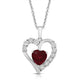 Load image into Gallery viewer, Jewelili Sterling Silver with Created Ruby and Created White Sapphire Heart Pendant Necklace
