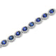 Load image into Gallery viewer, Jewelili Link Bracelet with Oval Created Ceylon Sapphire and Natural White Round Diamonds in Sterling Silver 7.5&quot; View 1
