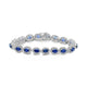 Load image into Gallery viewer, Jewelili Link Bracelet with Oval Created Ceylon Sapphire and Natural White Round Diamonds in Sterling Silver 7.5&quot;
