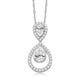 Load image into Gallery viewer, Jewelili Sterling Silver with Pear and Round Created White Sapphire Teardrop Pendant Necklace
