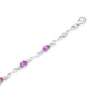 Load image into Gallery viewer, Jewelili Link Bracelet with Oval Created Pink Sapphire and Natural White Round Diamonds in Sterling Silver 6x4 MM View 1
