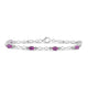 Load image into Gallery viewer, Jewelili Link Bracelet with Oval Created Pink Sapphire and Natural White Round Diamonds in Sterling Silver 6x4 MM
