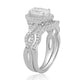 Load image into Gallery viewer, Jewelili Halo Bridal Ring Set with Cubic Zirconia in Sterling Silver View 6
