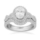 Load image into Gallery viewer, Jewelili Halo Bridal Ring Set with Cubic Zirconia in Sterling Silver View 1
