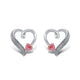 Load image into Gallery viewer, Jewelili Sterling Silver with Heart Shaped Pink Cubic Zirconia Stud Earrings

