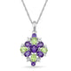 Load image into Gallery viewer, Jewelili Sterling Silver With Cushion Shape, Pear Shape and Oval Shape Amethyst with Peridot and Natural White Round Diamonds Pendant Necklace, 18&quot; Rope Chain
