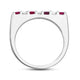 Load image into Gallery viewer, Jewelili Wedding Band with Square Created Ruby and Created White Sapphire in Sterling Silver View 3
