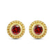 Load image into Gallery viewer, Jewelili 10K Yellow Gold with Round Natural Ruby Stud Earrings
