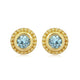 Load image into Gallery viewer, Jewelili 10K Yellow Gold with Natural Round Aquamarine Stud Earrings
