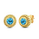 Load image into Gallery viewer, Jewelili 10K Yellow Gold with Round Natural Swiss Blue Topaz Stud Earrings
