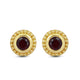 Load image into Gallery viewer, Jewelili 10K Yellow Gold with Natural Round Garnet Stud Earrings
