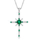 Load image into Gallery viewer, Jewelili Sterling Silver With Simulated Emerald and Created White Sapphire Cross Pendant Necklace
