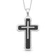 Load image into Gallery viewer, Jewelili Sterling Silver With Black Onyx and 1/4 CTTW Natural White Round Diamonds Men&#39;s Cross Pendant Necklace, 18&quot; Box Chain
