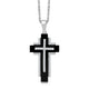Load image into Gallery viewer, Jewelili Cross Pendant Necklace with Special Cut Black Onyx and Natural White Round Diamonds in Sterling Silver 1/4 CTTW 
