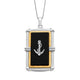 Load image into Gallery viewer, Jewelili 14K Yellow Gold over Sterling Silver With Black Onyx and Natural White Round Diamonds Men&#39;s Dog Tags Anchor Pendant Necklace
