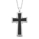 Load image into Gallery viewer, Jewelili Sterling Silver With Black Onyx and 1/10 CTTW Natural White Diamonds Men&#39;s Cross Pendant Necklace
