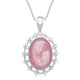 Load image into Gallery viewer, Jewelili Sterling Silver With Oval Shape Pink Cameo and Created White Sapphire Mother and Child Pendant Necklace, 18&quot; Cable Chain
