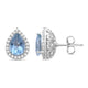 Load image into Gallery viewer, Jewelili Sterling Silver Pear Cut Aquamarine and Round Created White Sapphire Stud Earrings
