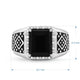 Load image into Gallery viewer, Jewelili Men&#39;s Ring with Cushion Black Onyx and Natural White Diamonds in Black Rhodium over Sterling Silver 1/10 CTTW View 6
