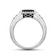 Load image into Gallery viewer, Jewelili Men&#39;s Ring with Cushion Black Onyx and Natural White Diamonds in Black Rhodium over Sterling Silver 1/10 CTTW View 4

