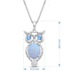 Load image into Gallery viewer, Jewelili Sterling Silver Created Opal With Swiss Blue Topaz and White Diamonds Pendant Necklace
