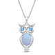 Load image into Gallery viewer, Jewelili Sterling Silver Created Opal With Swiss Blue Topaz and White Diamonds Pendant Necklace
