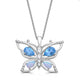 Load image into Gallery viewer, Jewelili Butterfly Pendant Necklace with Created Opal, Swiss Blue Topaz and Diamonds in Sterling Silver
