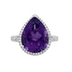 Load image into Gallery viewer, Jewelili Sterling Silver With Amethyst and Created White Sapphire Teardrop Ring
