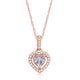 Load image into Gallery viewer, Jewelili Heart Pendant Necklace with Cushion Morganite Natural White Round Diamond in 10K Rose Gold 1/10 CTTW
