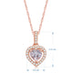 Load image into Gallery viewer, Jewelili Heart Pendant Necklace with Cushion Morganite Natural White Round Diamond in 10K Rose Gold 1/10 CTTW View 2
