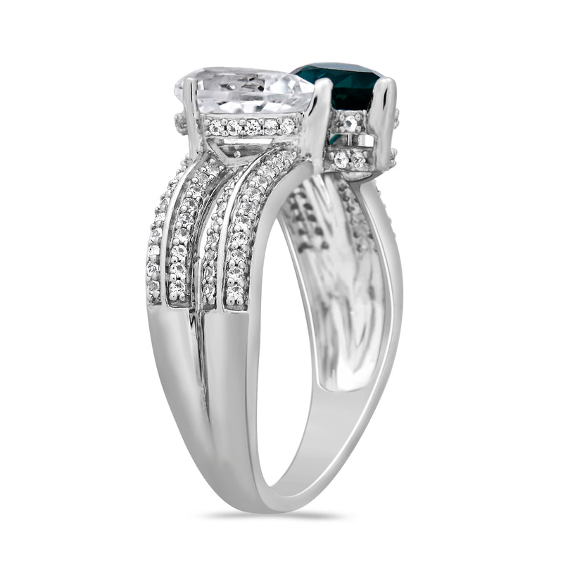 Jewelili Sterling Silver with Created White Sapphire and Created Emerald Megan Fox’s Engagement Ring